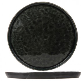 Round flat plate black and green 10" / 27cm - Set of 4