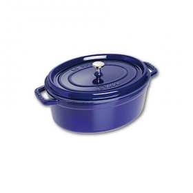 Oval cast iron cocotte 13" / 33 cm - intense blue