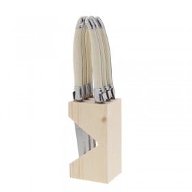 Block of 6 laguiole steak knives ivory ABS stainless steel handle