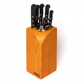 Set of one block, 5 knives and 1 pair of scissors for kitchen - gift box