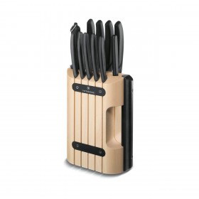 Wooden cutlery block of 11 pieces 