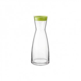 Transparent glass carafe 32 oz / 1L with plastic green lid