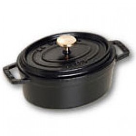 Oval cast iron cocotte 4.3" / 11 cm - black