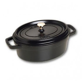 Oval cast iron cocotte 11" / 27cm - black