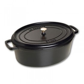 Oval cast iron cocotte 16" / 41 cm - black