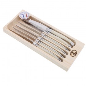 Box set of 6 laguiole knives ivory acrylic handle