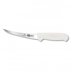 Boning knife with 15cm / 5.90" semi stiff curved blade and synthetic white handle