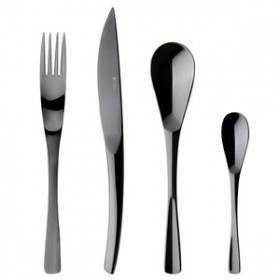 Round soup spoon black 18/10 stainless steel - Set of 6