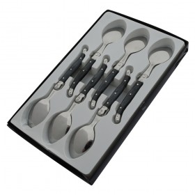 Stainless steel coffee spoon marbled grey handle - Set of 6