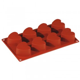 Flexible silicone mold - 8 hearts