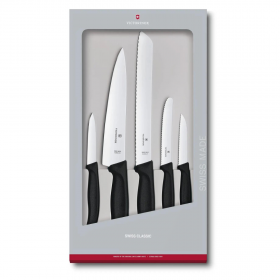 Kitchen knives with black synthetic handle - Set of 5