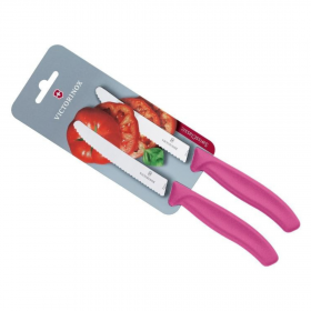 Tomato and Sausage Knife with pink handle - Set of 2