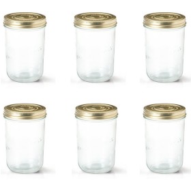Set of 6 glass terrine jars 53oz / 1500g with 110mm screw lid