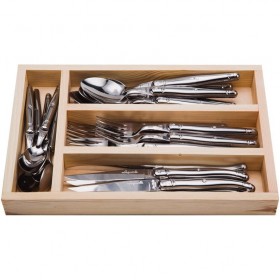 24 pieces stainless steel cutlery set in wooden tray