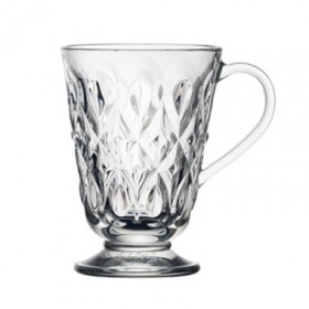 Transparent glass mug almond pattern 8.8 " / 26.5 cl - Set of 6