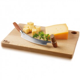 Wooden cheese board and a 2 handle cheese knife