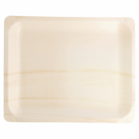 Disposable rectangular wooden tray natural color 26.5x21.5x2cm / 10x8x0.7" - Set of 50