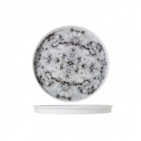Metal round serving tray 12" / 30 cm - marble pattern
