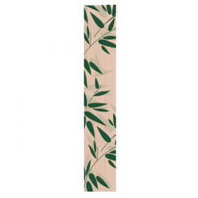 Brown kraft baker wrapper 32g/m² 5x3x26" (12x7x66cm) green leaves patterns - Set of 100
