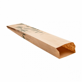 Brown kraft baker wrapper 32g/m² 4x1x18" (9x3.5x46cm) green leaves patterns - Set of 500