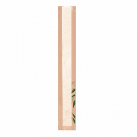 Brown kraft bread wrapper 32g/m² 4x2x24" (14x4x60cm) green leaves patterns - Set of 250