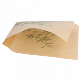 Anti-grease parchment paper bags open on 2 sides 6x6" (16x16.5cm) green leaves patterns - Set of 500