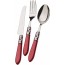 24 pieces cutlery set 18/10 stainless steel - chrome ring - burgundy silk effect handle - Aladdin 