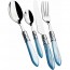 24 pieces cutlery set 18/10 stainless steel - chrome ring - light blue pearl effect handle - Aladdin - Bugatti