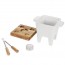 Fondue set white sandstone 6,8oz/200ml with oakwood plate 3 - Life - Boska