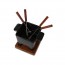 Fondue set black sandstone 13,5oz/400ml with oakwood plate - Life - Boska
