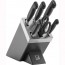 Wooden knife block with integrated sharpener - 7 pieces - black handle - Gourmet - Zwilling 
