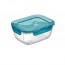 Rectangular glass food container airtight blue plastic lid 7 x 5.5" / 18 x 14cm - Frigoverre - Bormioli Rocco