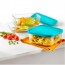 Set of 5 glass containers plastic blue lids - 3 rectangular, 1 square, 1 round - Frigoverre