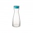 Transparent glass carafe 32 oz / 1L with plastic blue azure lid - Ypsilon Brio - Bormioli Rocco