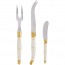 3-pieces cheese set ivory in stainless steel - Wooden cutlery tray - Laguiole - Jean Dubost