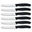Set of 6 black steak knives ergonomic handle round tip - swissclassic - victorinox