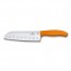 Santoku knife with 17cm / 6.7" fluted edge blade and orange handle - swissclassic - victorinox