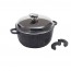 Round stewpot 7.9" / 20cm "stone style" cast aluminium - glass lid - Premium - Pradel Excellence