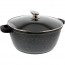 Round casserole dish 12,6" / 32cm "stone style" cast aluminium - glass lid - Premium - Pradel Excellence