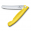 Foldable paring knife with 11cm / 4.33" serrated blade and yellow synthetic handle - SwissClassic