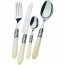 24 pieces cutlery set 18/10 stainless steel - chrome ring - ivory pearl effect handle - Aladdin - Bugatti