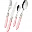24 pieces cutlery set 18/10 stainless steel - chrome ring - pink pearl effect handle - Aladdin - Bugatti