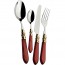 24 pieces cutlery set 18/10 stainless steel - golden ring - burgundy handle - Aladdin - Bugatti