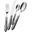 24 pieces cutlery set 18/10 stainless steel - chrome ring - black pearl effect handle - Aladdin - Bugatti