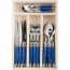 24 pieces blue handle stainless steel cutlery set in wooden tray - Laguiole - Jean Dubost