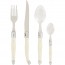 24 pieces ivory handle stainless steel cutlery set in wooden tray - Jean Dubost