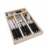 24 pieces black handle stainless steel cutlery set in wooden tray - Laguiole - Jean Dubost