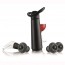 Black steel vacuum pump set + 3 bottle stoppers + 1 wine server - Vacu Vin