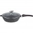 Round frying pan 9,4" / 24cm "stone style" cast aluminium - glass lid - Premium - Pradel Excellence