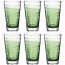 Green water glass with stripes patterns 9.5oz / 28cl - Set of 6 - Vario Struttura - Leonardo